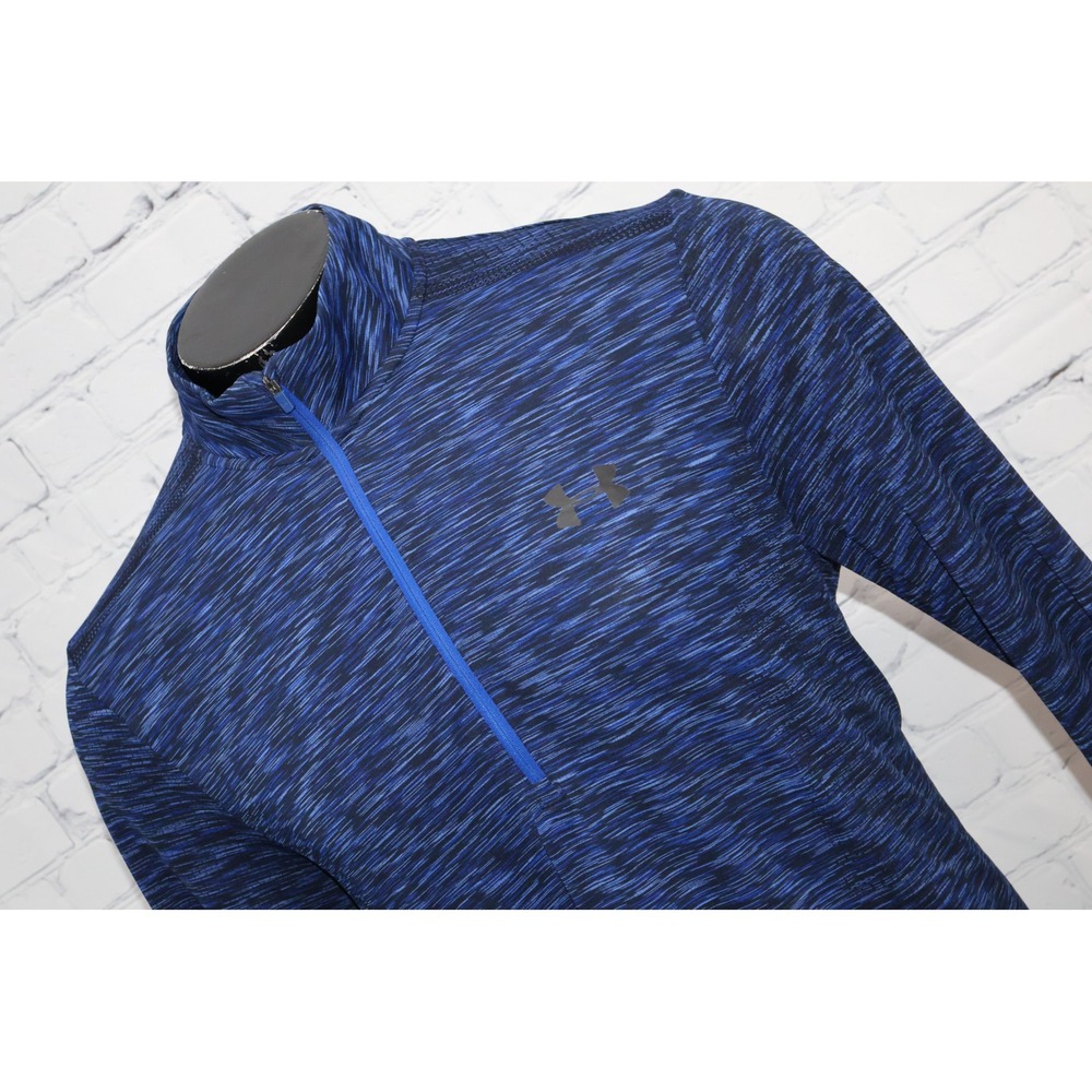 Under Armour Pullover Mens XL Blue Space Dye HeatGear 1/4 Zip Gym Shirt Workout